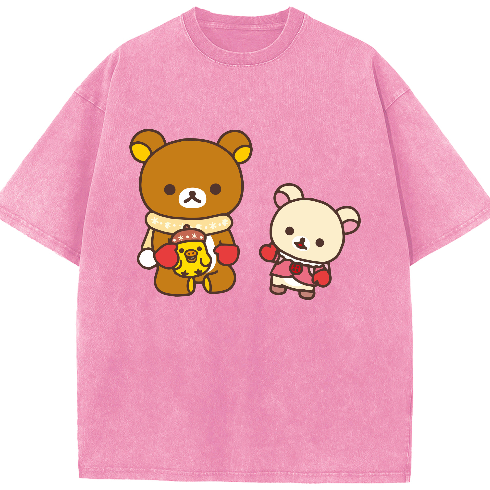 （画像用） リラックマ リラックマ キイロイトリ Rilakkuma Korilakkuma Kiiroitori 綿100% ヴィンテージ風 半袖Tシャツ（フロントプリント）